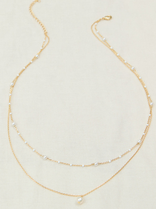 18K Gold Layered Gold and Pearl Necklace - ARULA - 