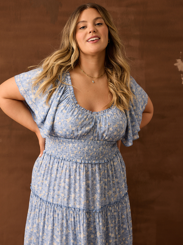 Cara Floral Maxi Dress in Blue | Arula