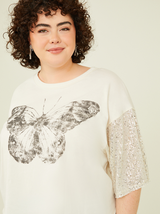 Butterfly Sparkle Graphic Tee Detail 5 - ARULA