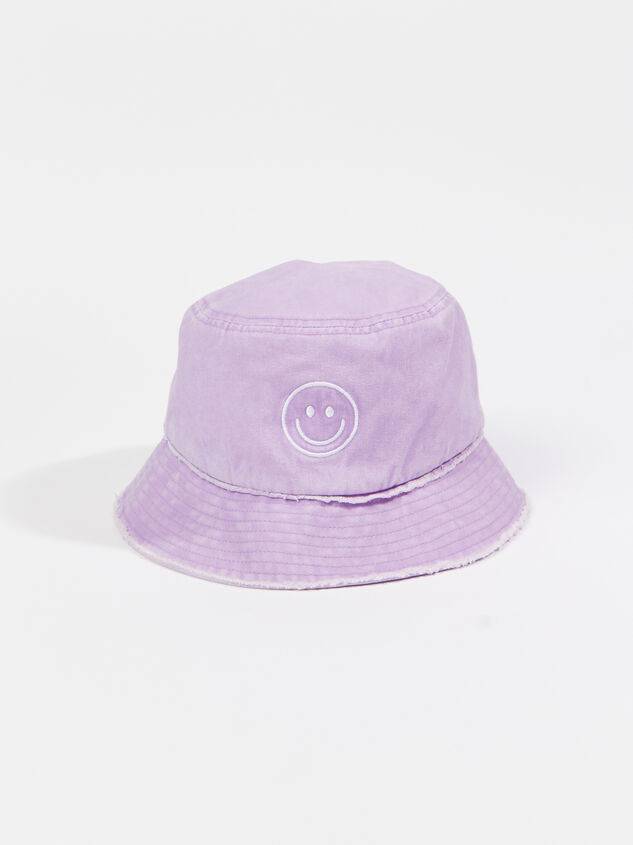 Embroidered Smiley Bucket Hat Detail 1 - ARULA