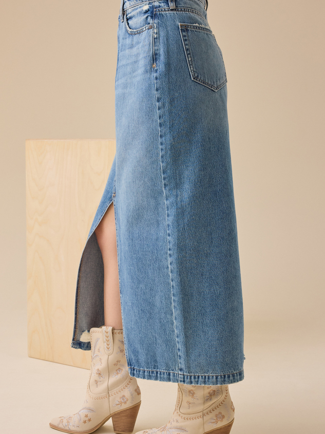 Bratton Denim Midi Skirt Detail 4 - ARULA