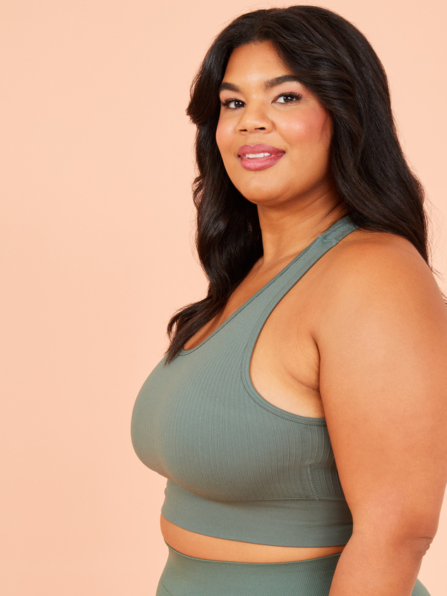 Seamless Ribbed Longline Sports Bra Detail 3 - ARULA