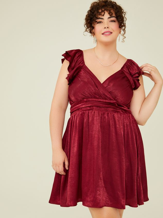 Lucia Ruffle Satin Dress - ARULA