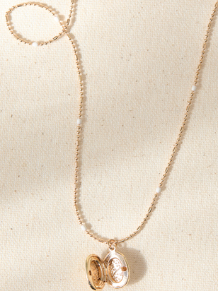 Floral Pendant Pearl Locket - ARULA