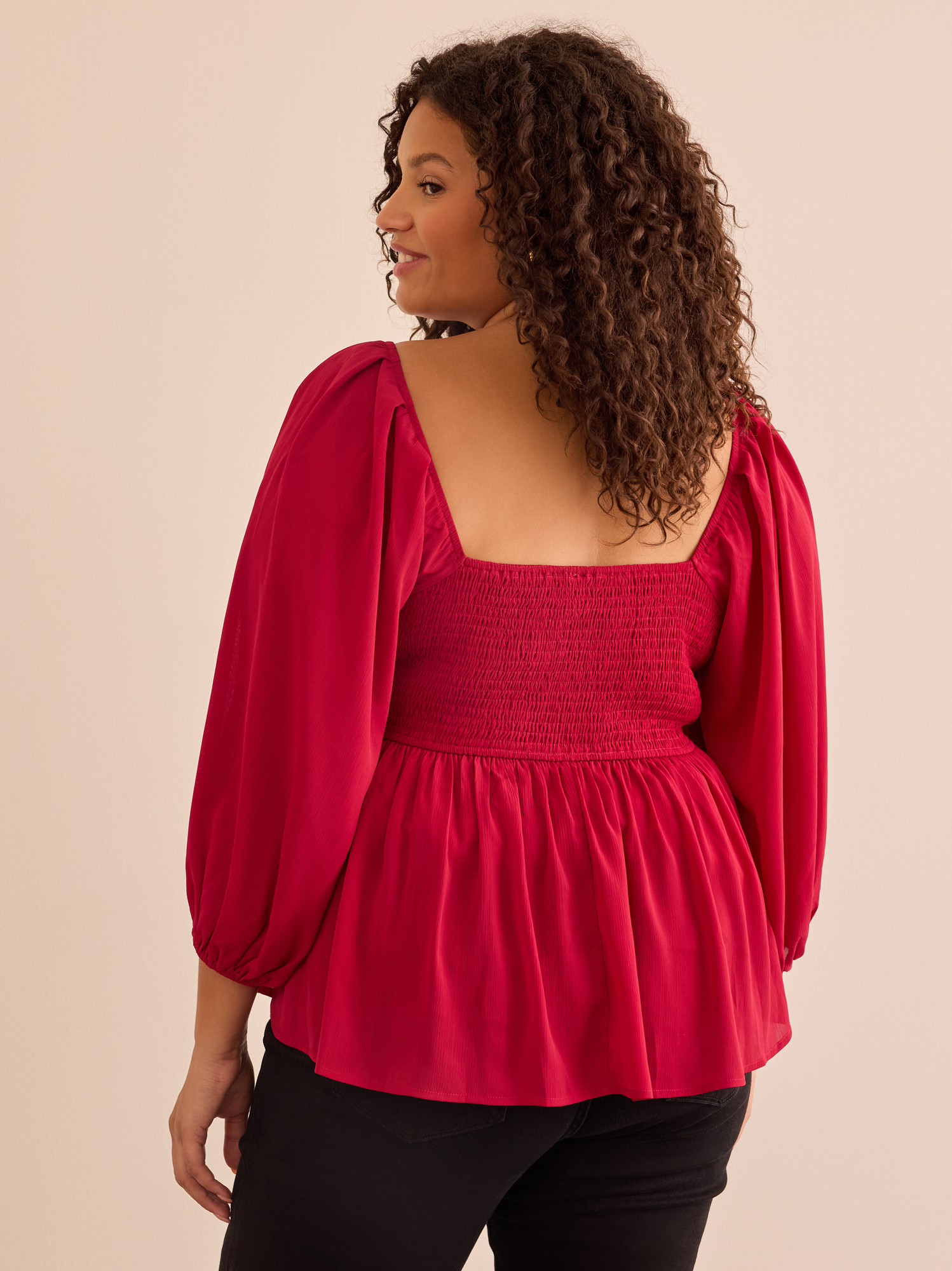 Brynnlee Peplum Top in Red | Arula