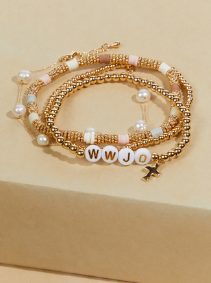 WWJD Stretch Beaded Bracelet Set - ARULA