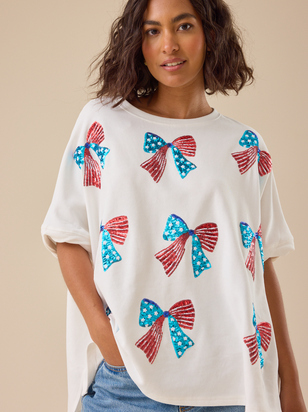 Sequin USA Bow Oversize Tee - ARULA