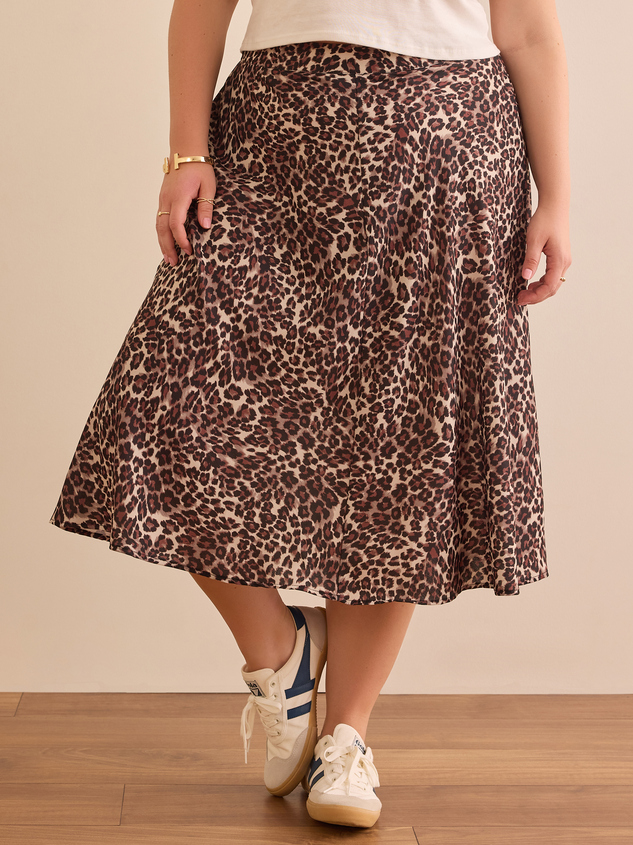 Bella Leopard Midi Skirt in Brown Arula