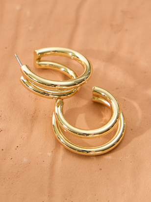 18k Gold Dipped Double Hoop Earrings - ARULA - 
