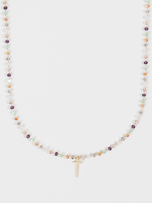 Dainty Colorful Beaded Cross Choker Necklace - ARULA