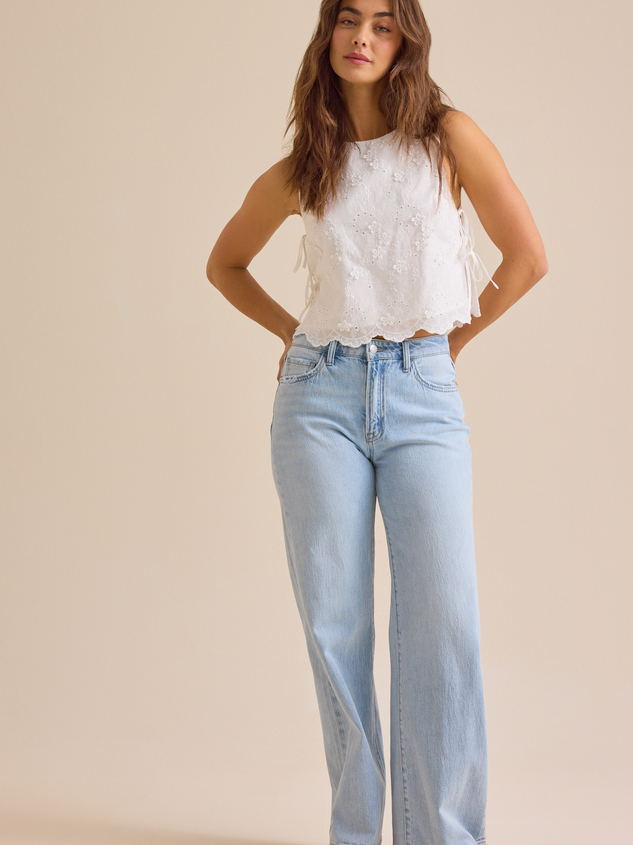 Jaycie Embroidered Side Tie Tank Detail 4 - ARULA