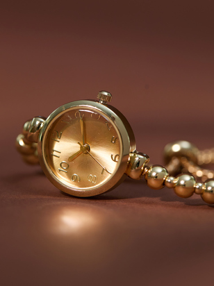 Gold Beaded Pull Tie Watch - ARULA