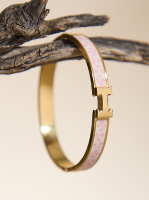 Floral H Bangle Bracelet - ARULA - 