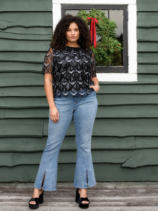 Raegan Slit Flare Jeans - ARULA