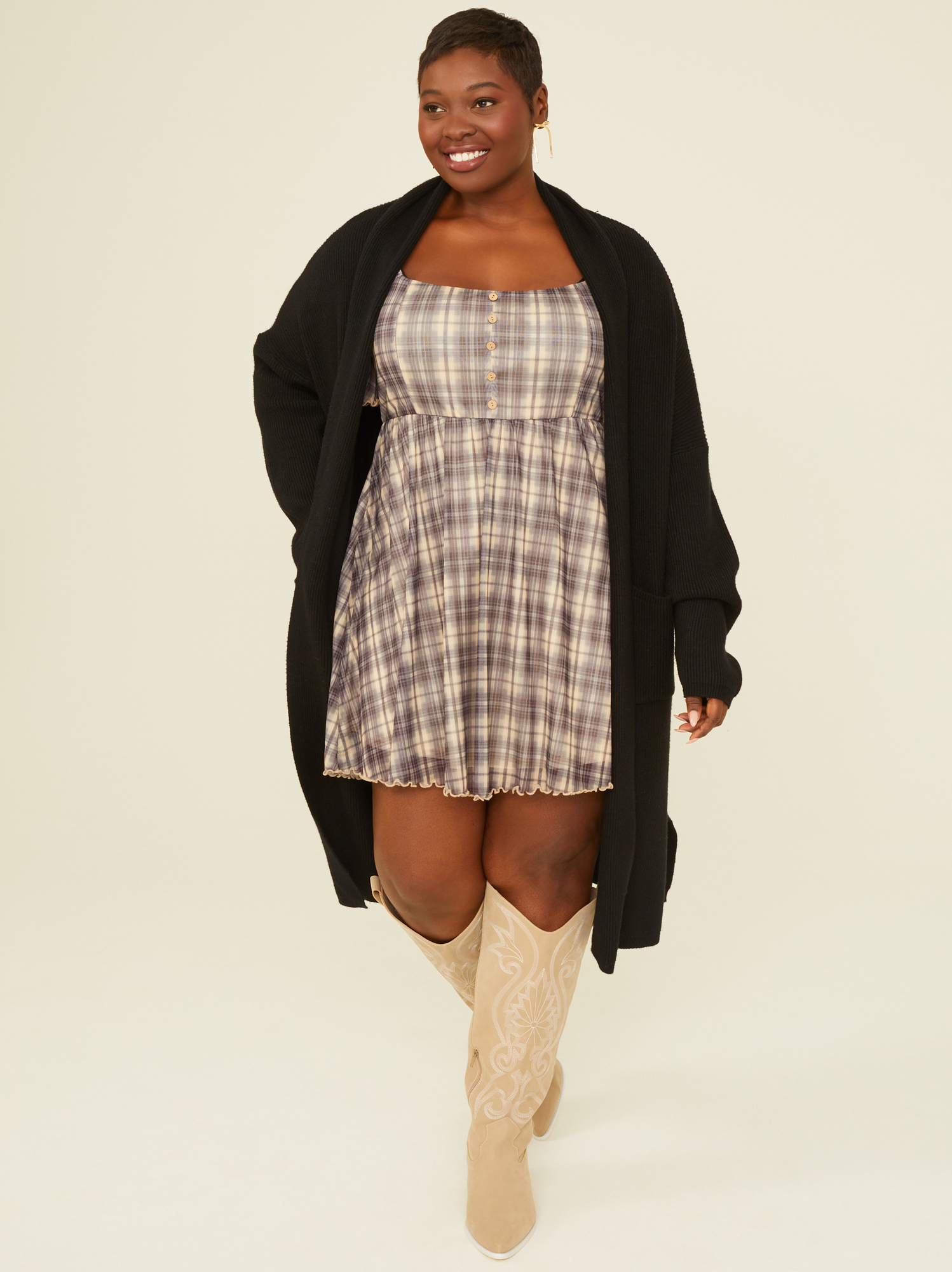 Ribbed top midi cardigan