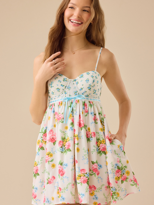Laryna Floral Mini Dress Detail 4 - ARULA