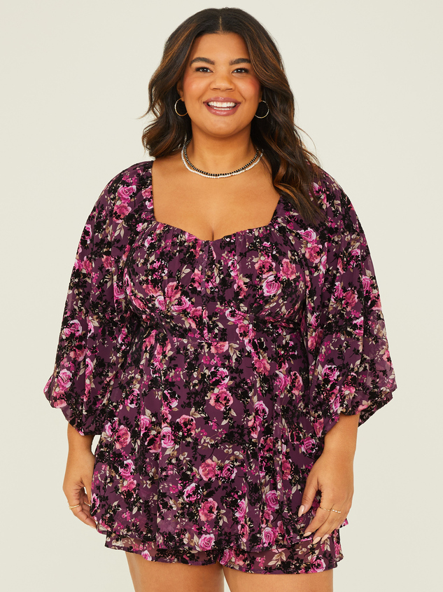 Tahly Velvet Floral Romper Detail 2 - ARULA