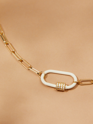 White Carabiner Chain Necklace - ARULA