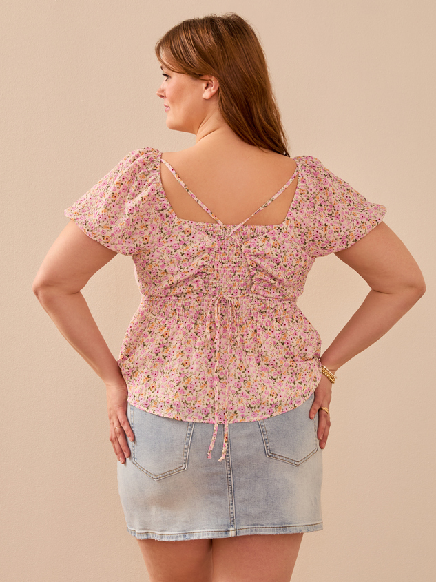 Ami Crossback Floral Babydoll Top Detail 5 - ARULA