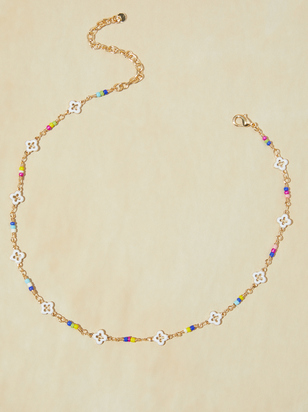 Clover Colorful Beaded Gold Necklace - ARULA