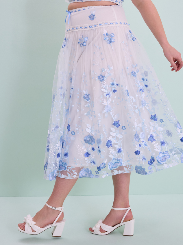 Hallie Floral Midi Skirt Detail 5 - ARULA