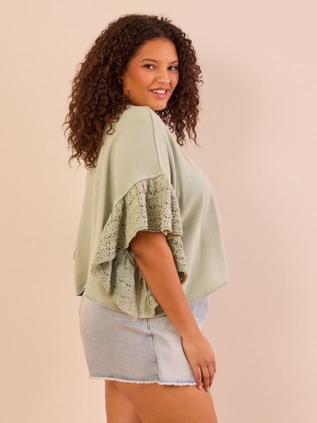Destiny Cropped Crochet Sweater Detail 4 - ARULA