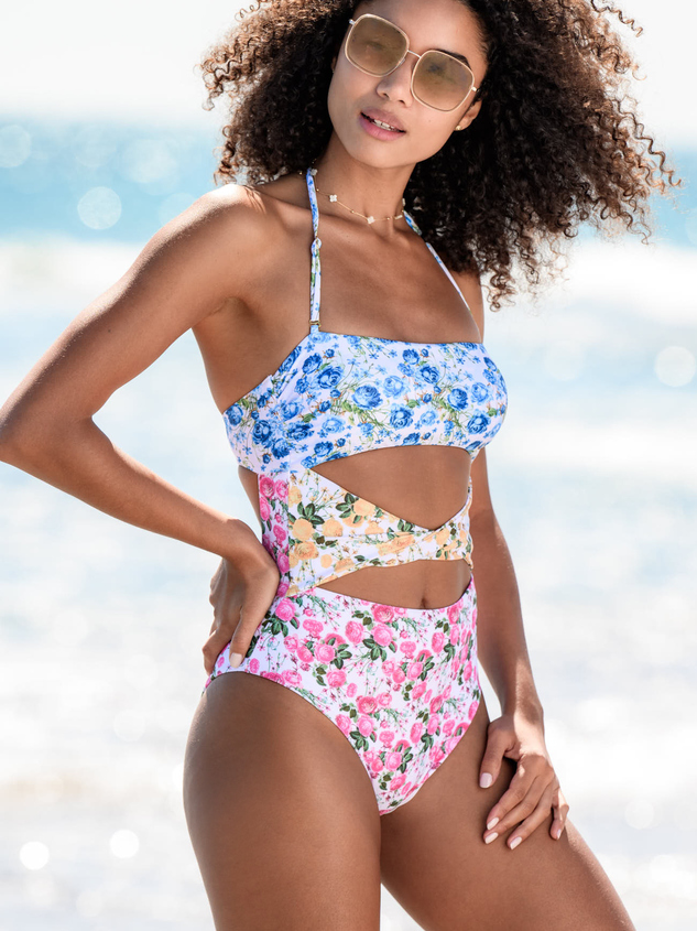 Hibiscus Floral Cut-Out Swimsuit Detail 3 - ARULA
