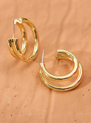 18k Gold Dipped Double Hoop Earrings - ARULA