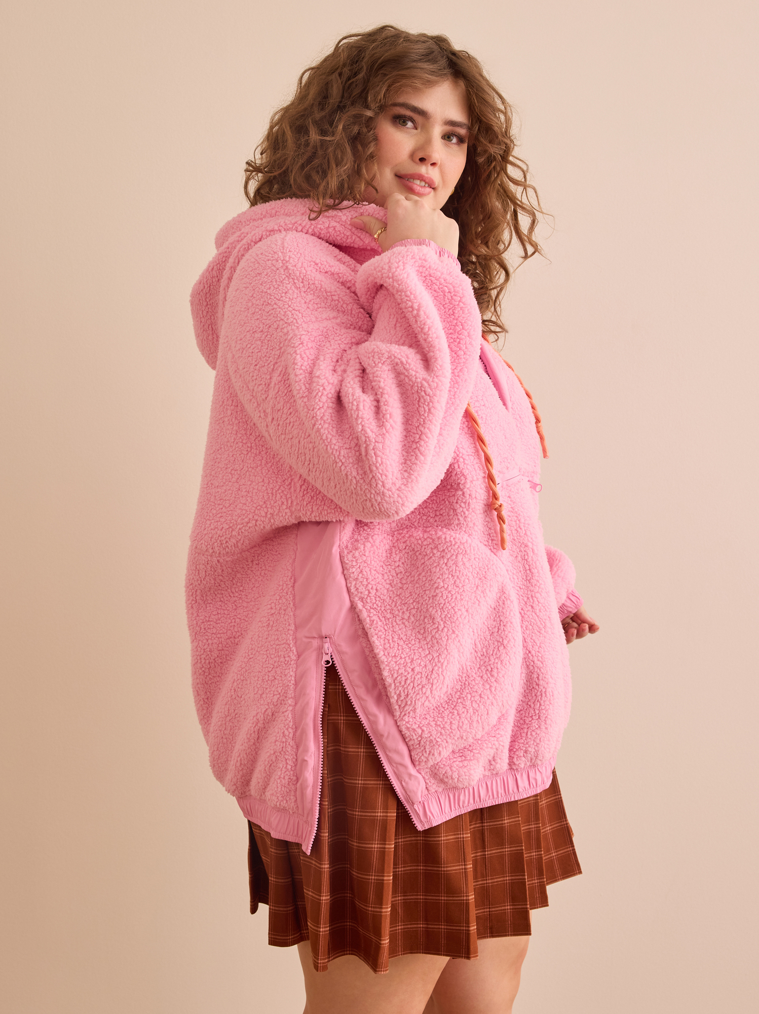 Sherpa cardigan pink discount