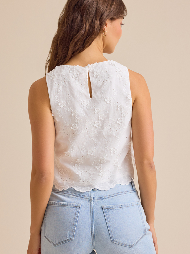 Jaycie Embroidered Side Tie Tank Detail 5 - ARULA