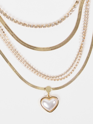 Layered Heart Pearl Necklace - ARULA