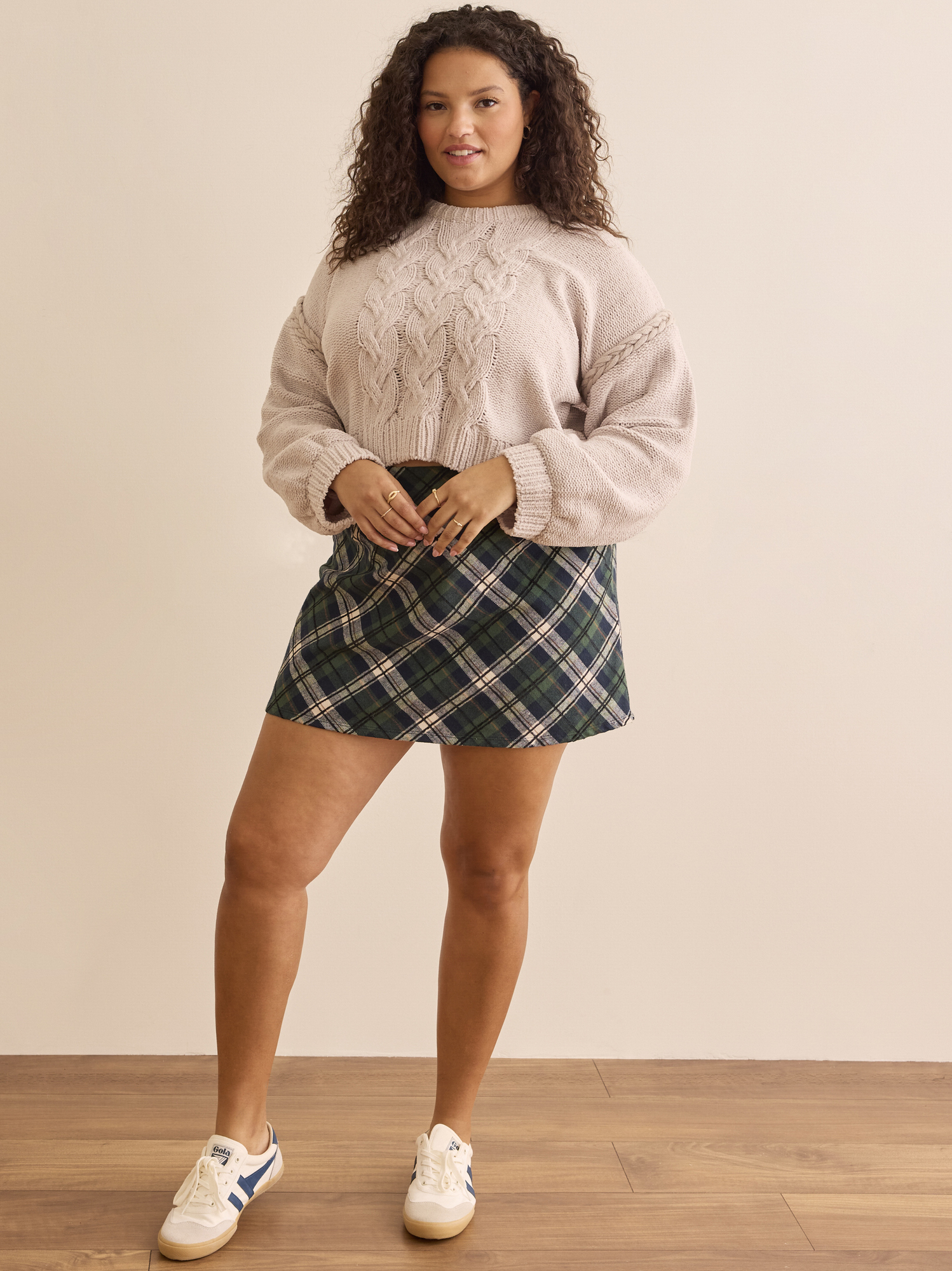 Madeline Plaid Mini Skirt in Green Altar d State