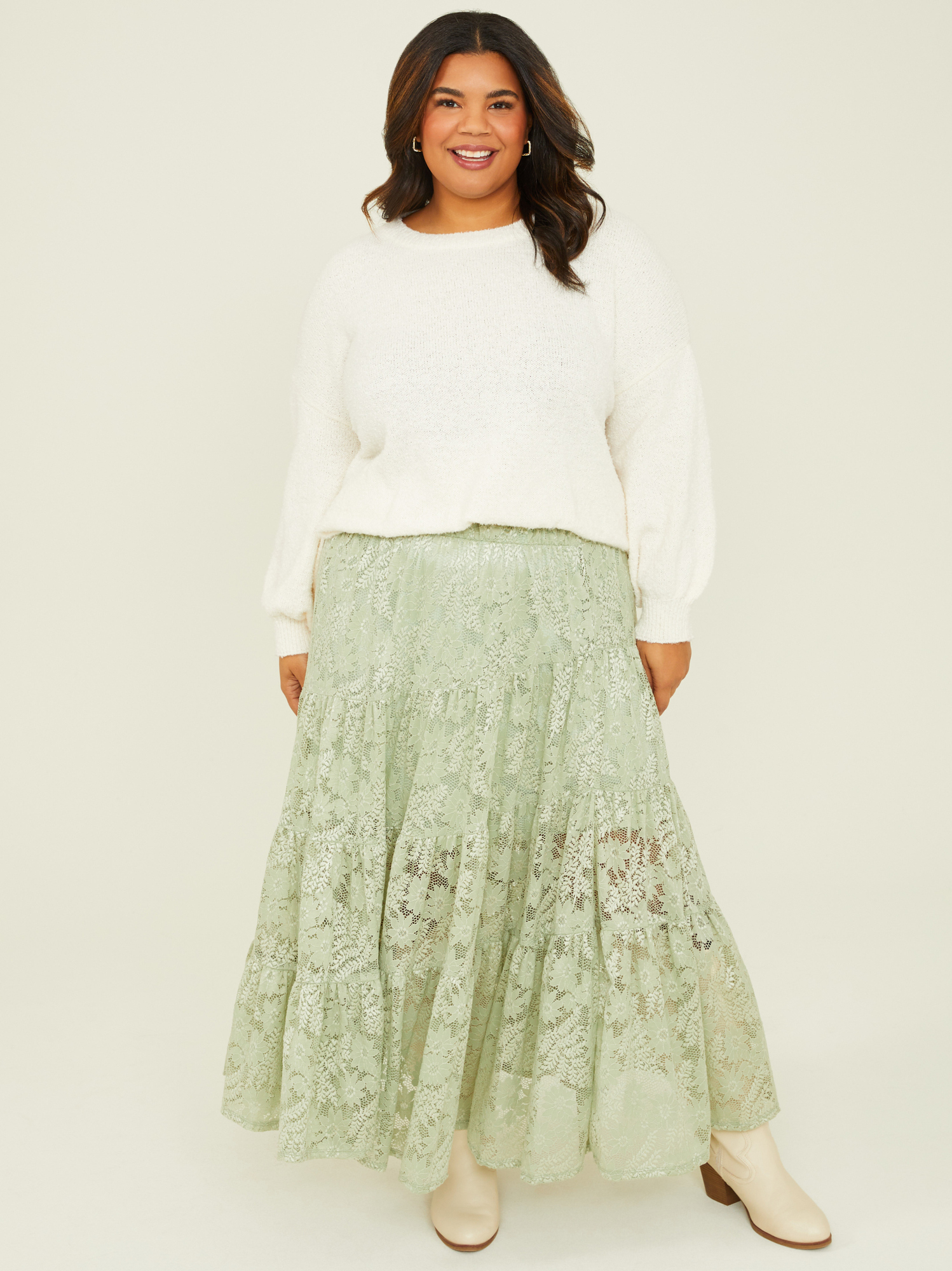 Plus size lace maxi skirt hot sale