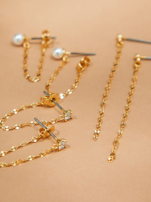 18K Gold Skylar Chain Earring Set - ARULA