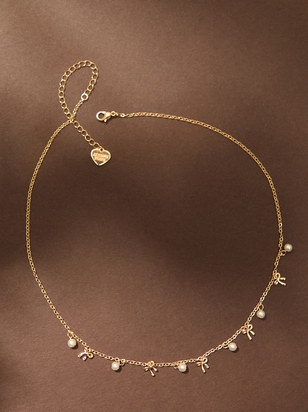 Dainty Pearl Bow Charm Necklace - ARULA