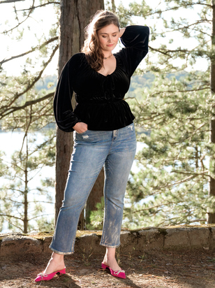 Metallic Brushed Straight Jeans - ARULA