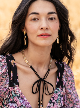 Corded Gem Paperclip Tie Necklace - ARULA