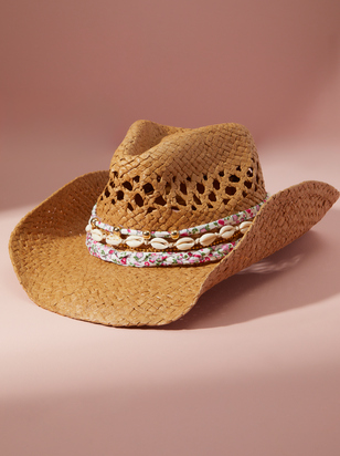 Shell & Floral Trim Cowboy Hat - ARULA