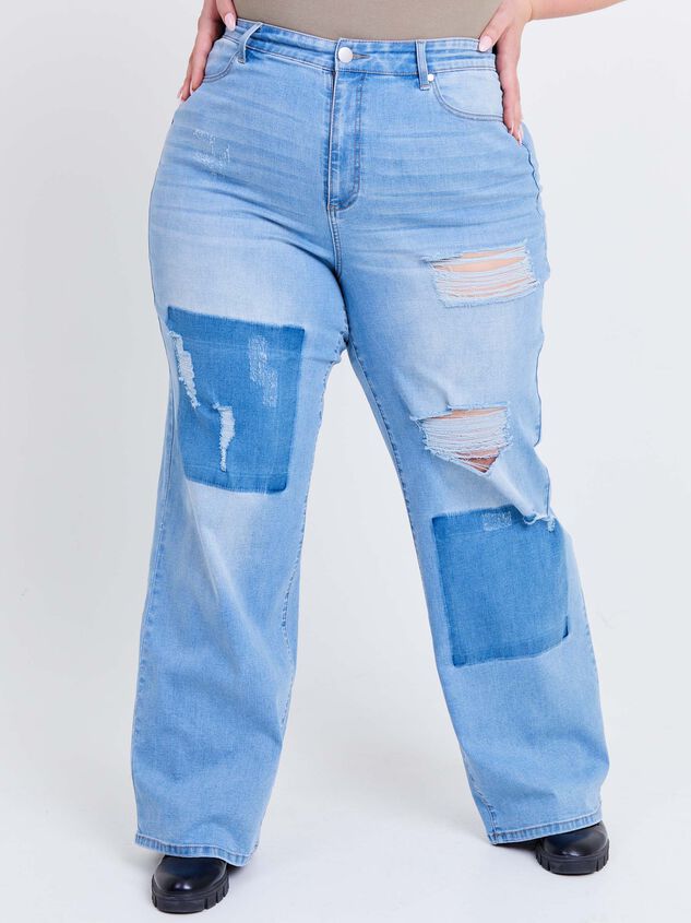 Incrediflex Patchwork Wide Leg Jeans Detail 2 - ARULA