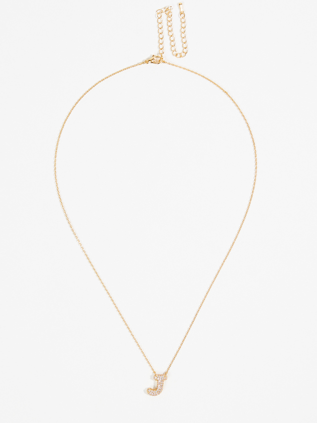 Crystal Bubble Monogram Necklace - J Detail 2 - ARULA