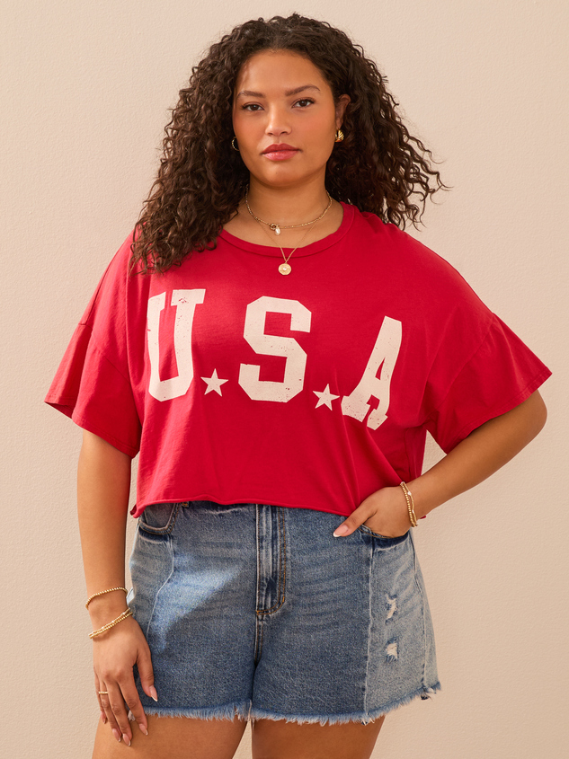 USA Cropped Graphic Tee - ARULA