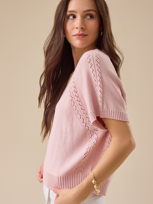 Maci Crochet Boxy Pullover Detail 3 - ARULA