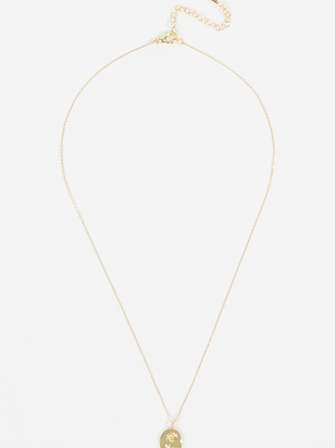 18K Gold Dipped Rose Engraved Pendant Necklace - ARULA