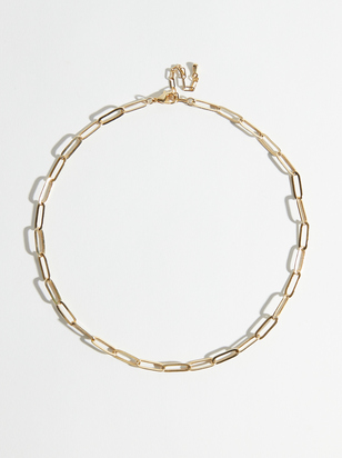18K Gold Dipped Paperclip Chain Choker Necklace - ARULA
