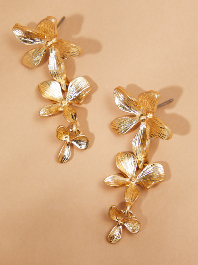 Cascading Flower Dangle Earrings Detail 2 - ARULA