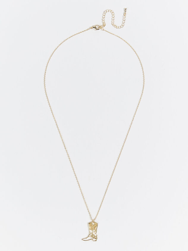18k Gold Cowgirl Boot Necklace Detail 2 - ARULA