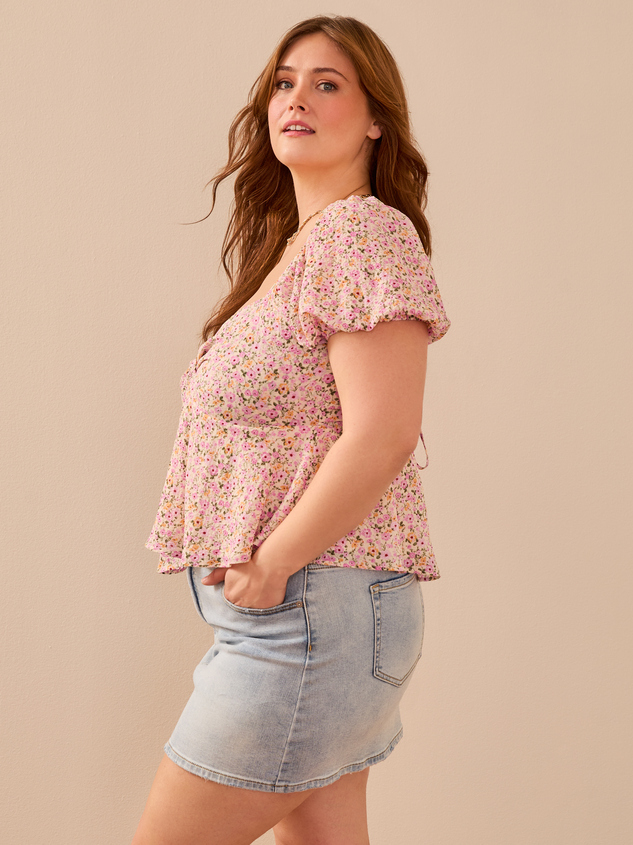 Ami Crossback Floral Babydoll Top Detail 4 - ARULA