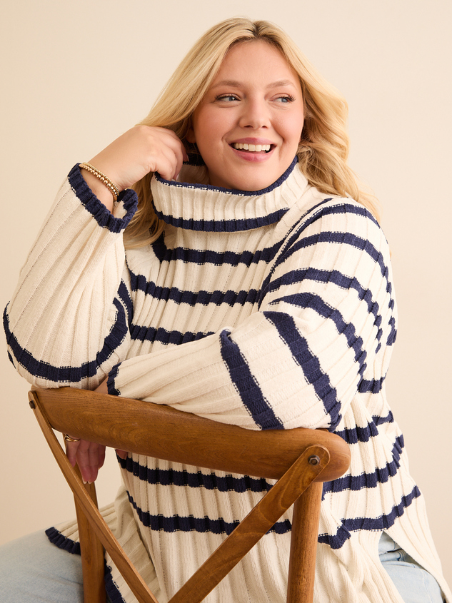 Navy striped turtleneck shop