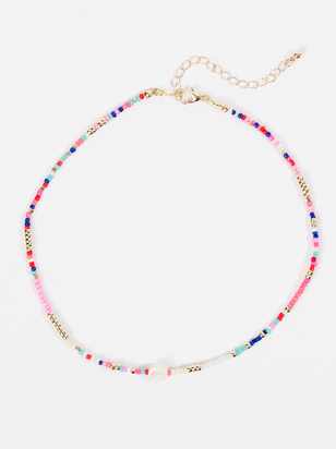 Mixed Bead Pearl Drop Necklace - ARULA