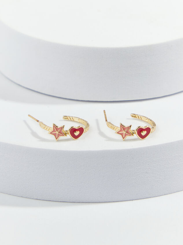 Starry Heart Hoop Earrings Detail 1 - ARULA